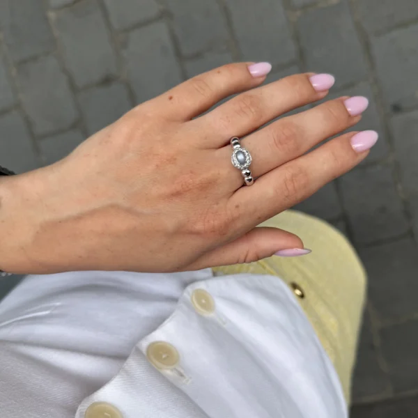 Diamond Pavé Ring with Moonstone: A Unique Blend of Elegance and Mystery