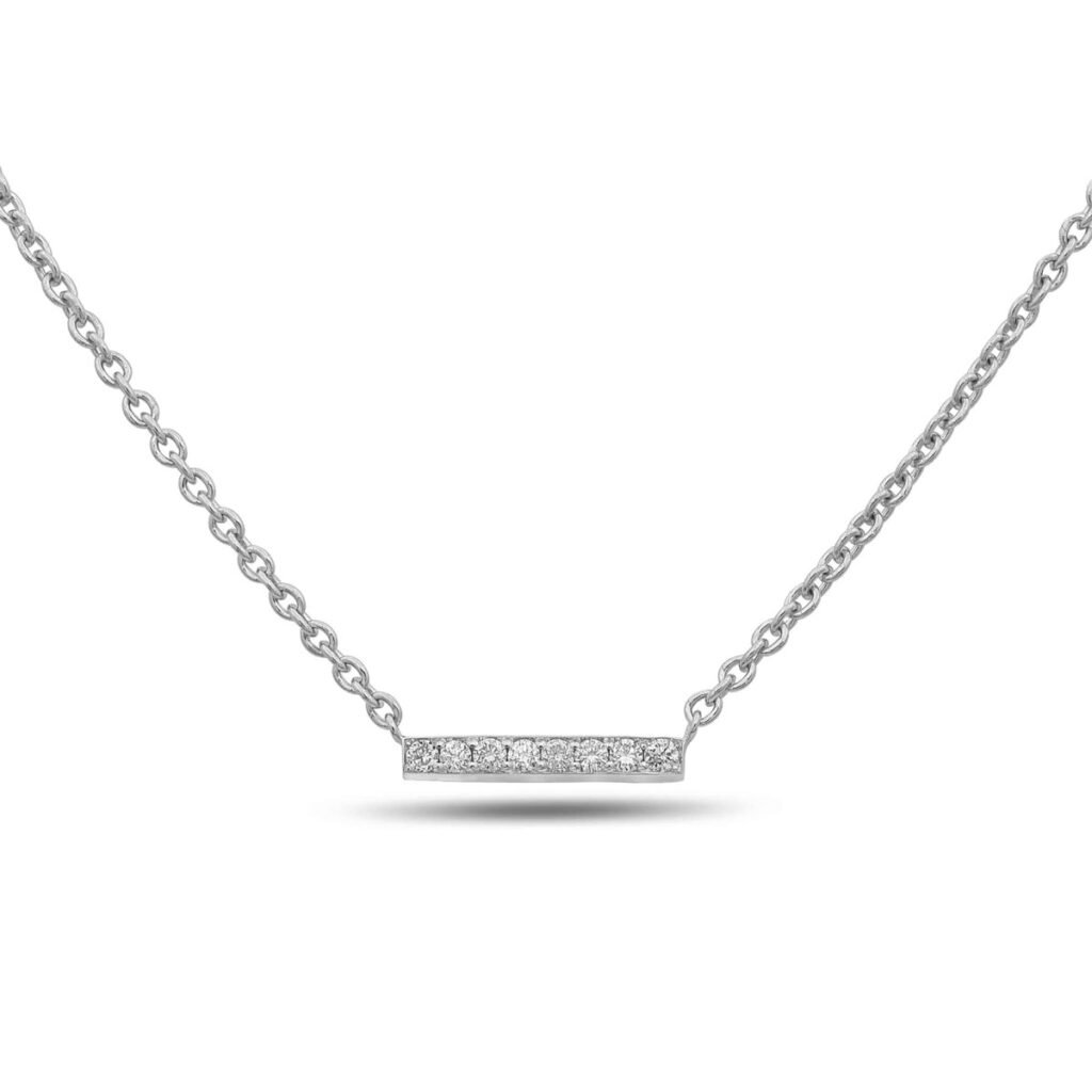 Diamond Line Necklace White Gold 18K OROGEM Jewelers