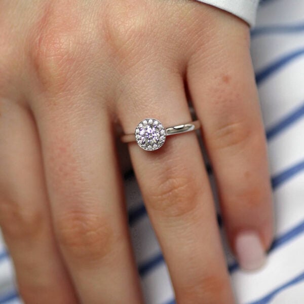 0.40 Carat halo diamond engagement ring