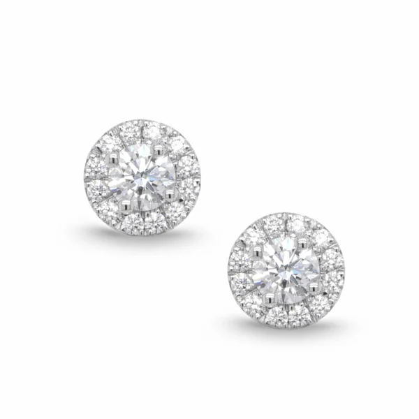 Halo Diamanten Oorbellen in 18K Witgoud
