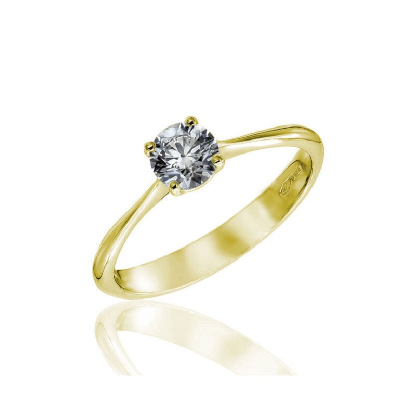 0.18 Carat classic thin diamond engagement ring yellow gold 18k