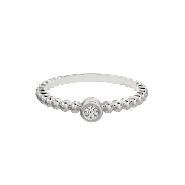 Stackable beaded diamond ring white gold 18K OROGEM Jewelers Engagement Rings