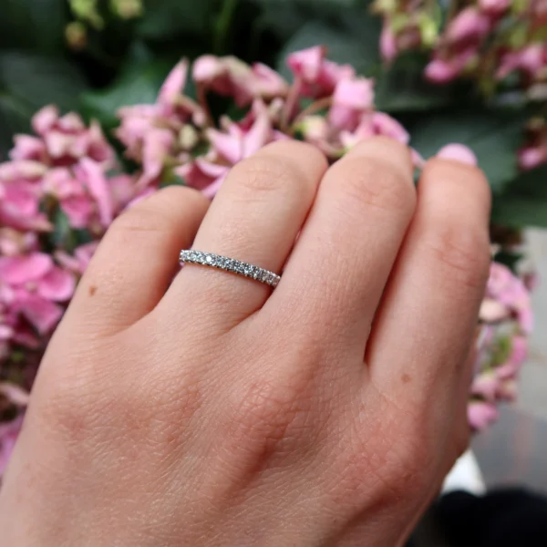 0.17 Carat open pavé diamond wedding ring