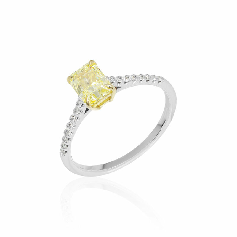 Gele Radiant Diamanten Verlovingsring OROGEM Jewelers Engagement Rings