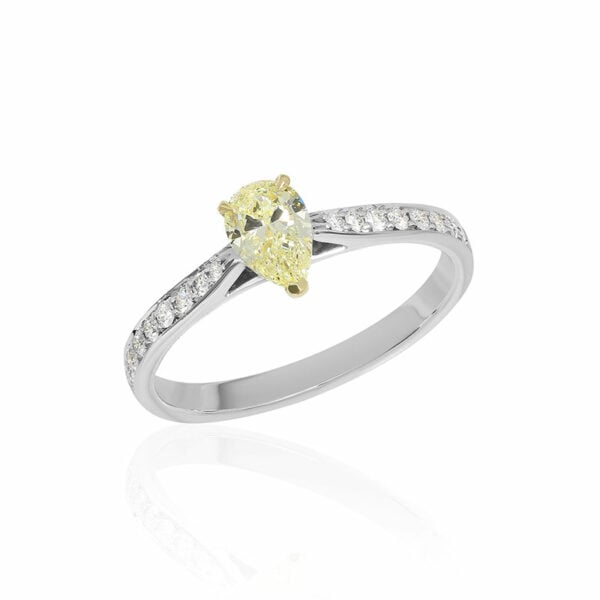 0.50 Carat pear cut pavé diamonds engagement ring OROGEM Jewelers Engagement Rings