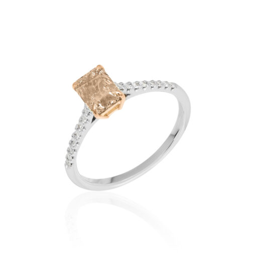 1.02 Carat Fanct Yellow brown Radiant & Pavé Diamonds Engagement Ring OROGEM Jewelers Engagement Rings