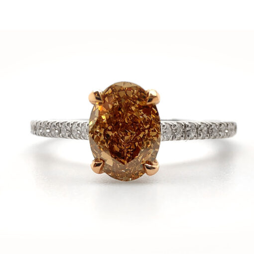 0.81 Carat FYB Oval & Pavé Diamonds Engagement Ring OROGEM Jewelers Engagement Rings
