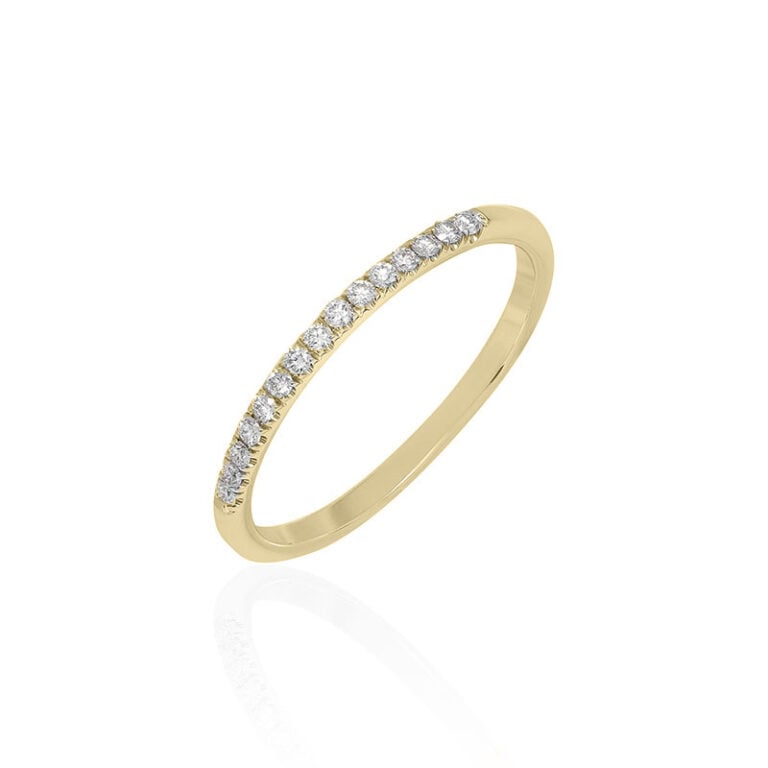 0.12 Carat open pavé diamond wedding ring yellow gold 18K