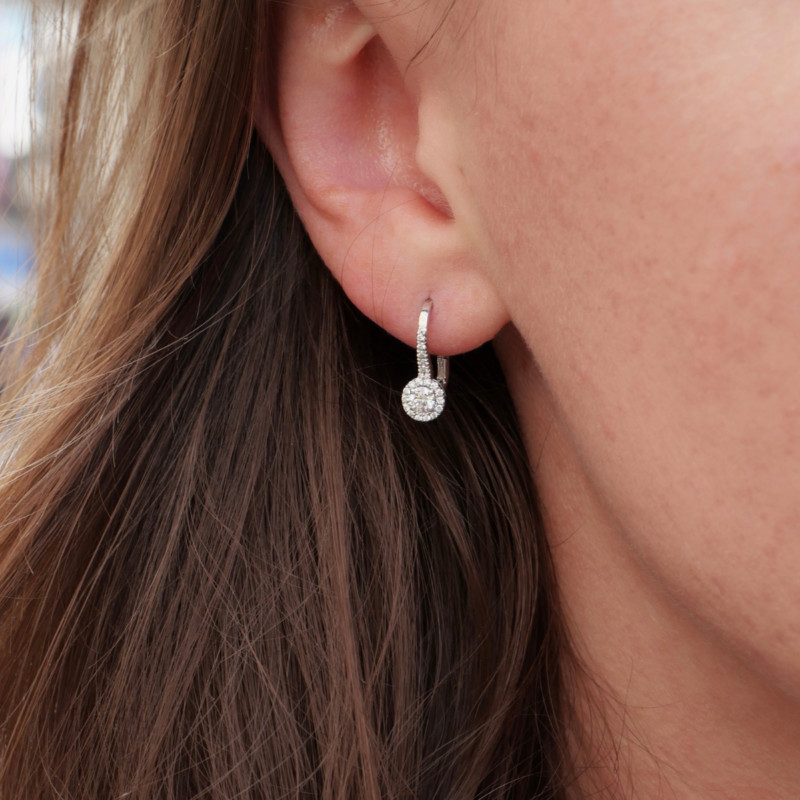 Small Halo Diamond Earrings