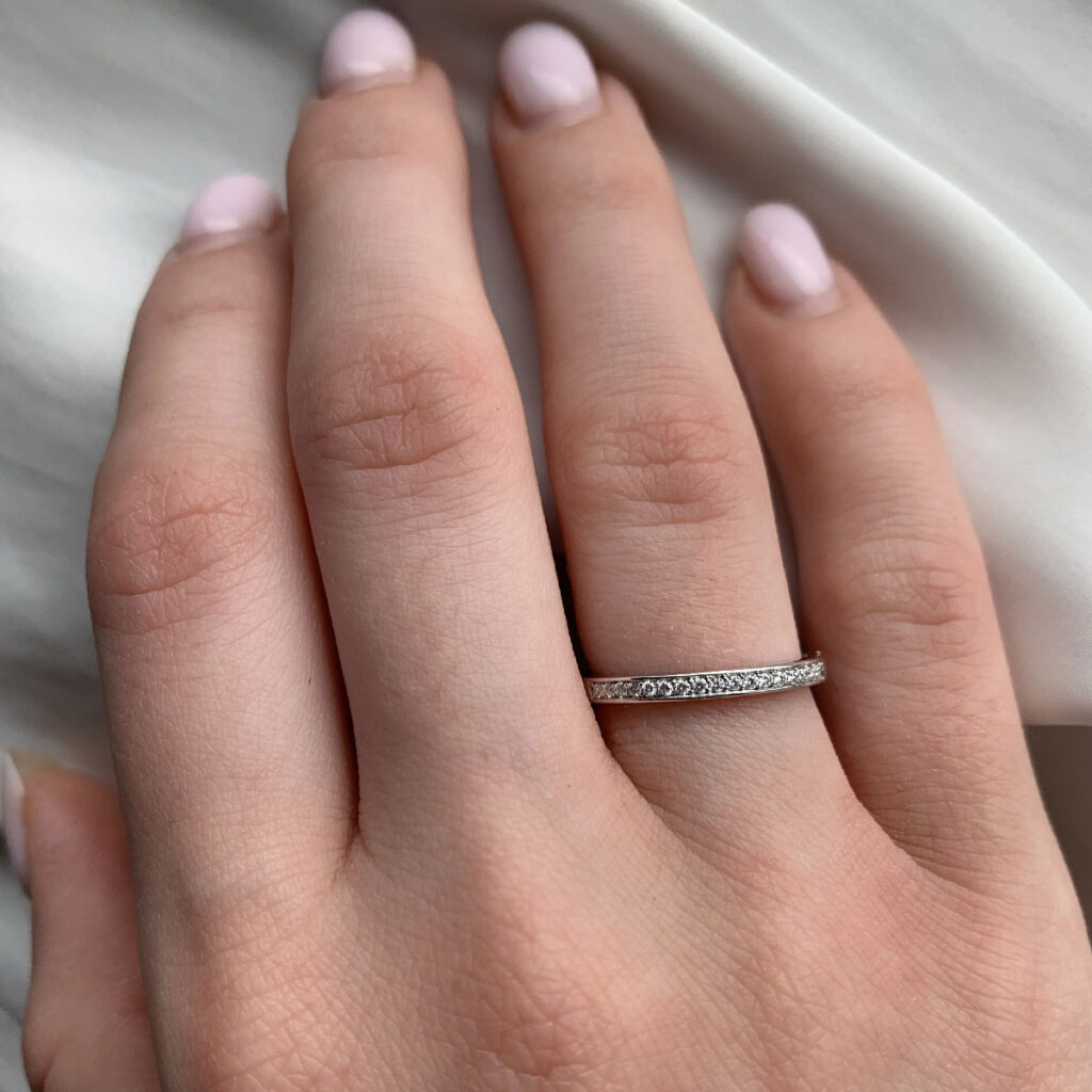 0.09 Carat Line Diamond Wedding Ring 1 - Orogem Jewelers
