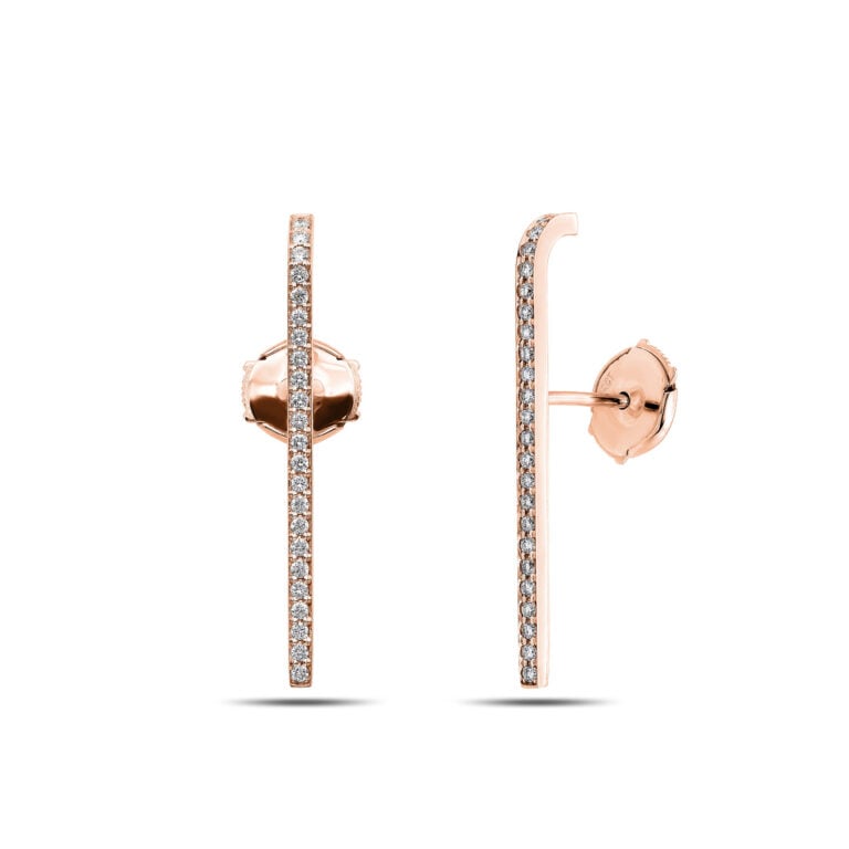 Diamond bar earrings rose gold
