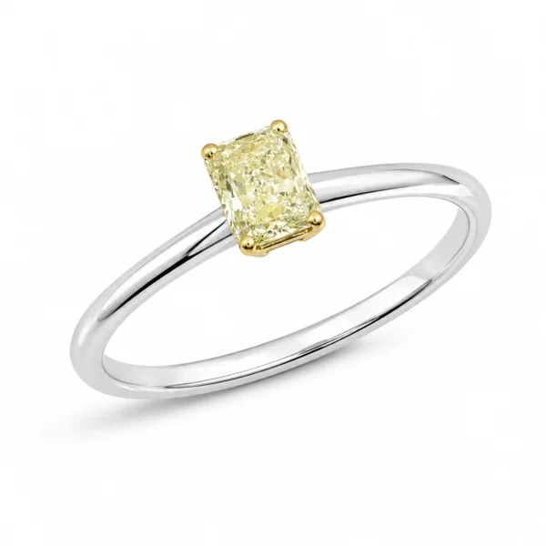 bague diamant radiant jaune
