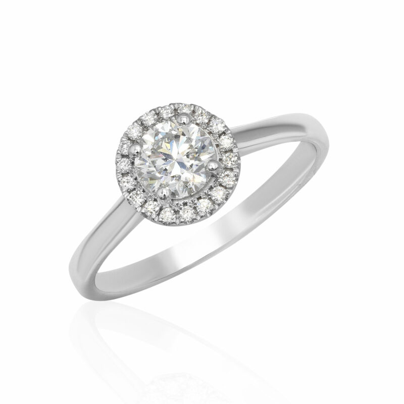 0.50 Carat Halo Diamond Engagement Ring