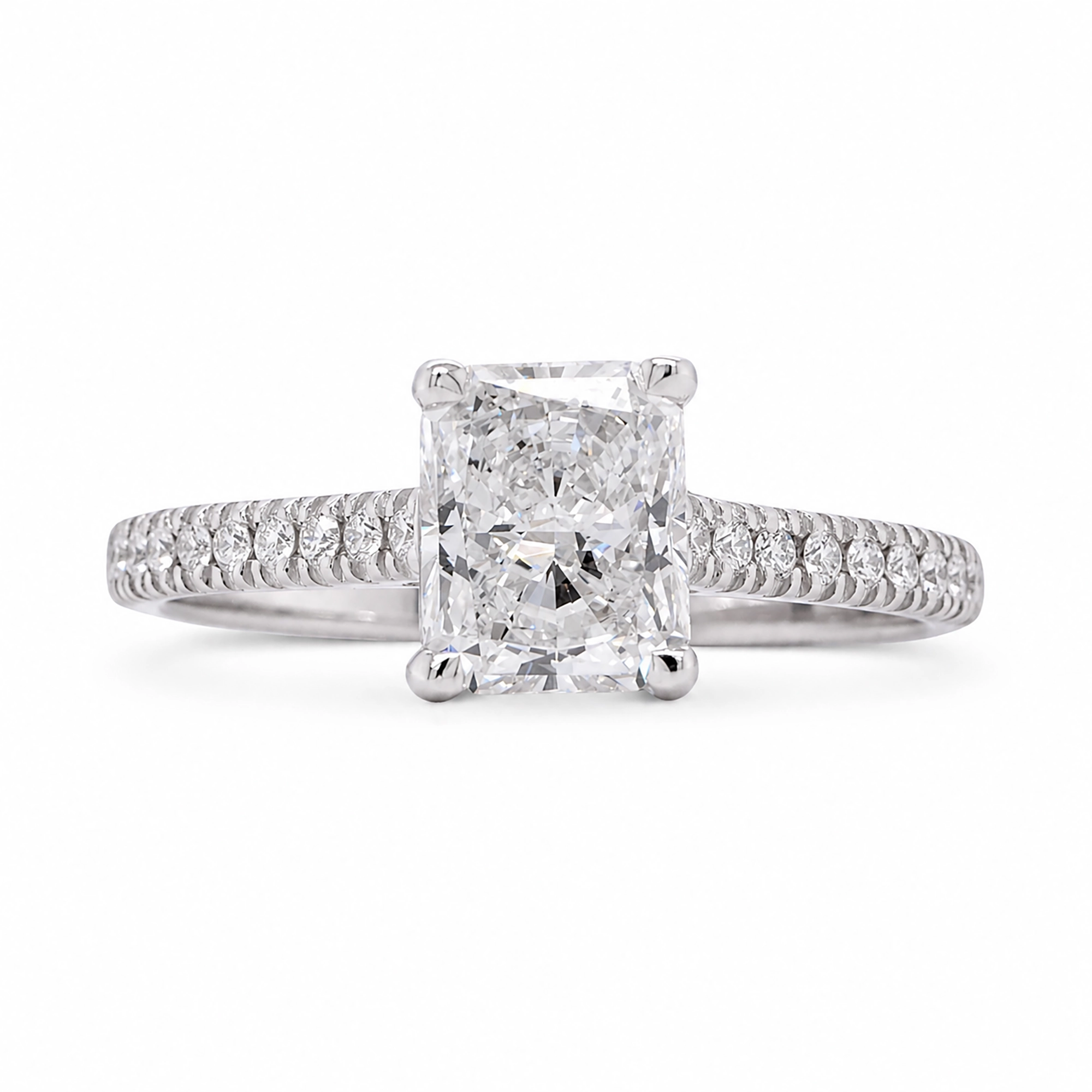 1.02 Ct Radiant Cut Diamant Ring In 18K Witgoud Met Gia Diamant 1 - Orogem Jewelers 1.02 Ct Radiant Cut Diamant Ring
