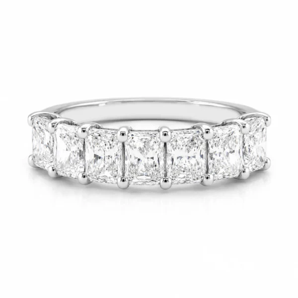 2.20 Carat White Gold Alliance Ring 7 radiant diamonds