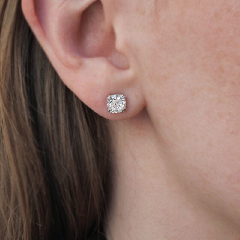 Cushion Cut Diamond Earrings 3.02 Carat
