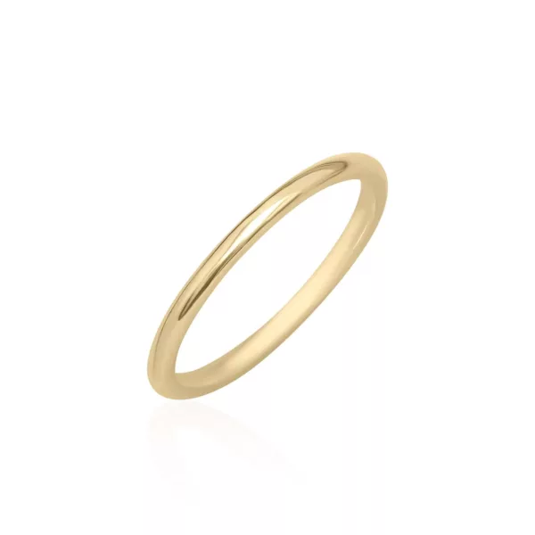 Thin d-shape wedding ring yellow gold 18k 2.0 mm