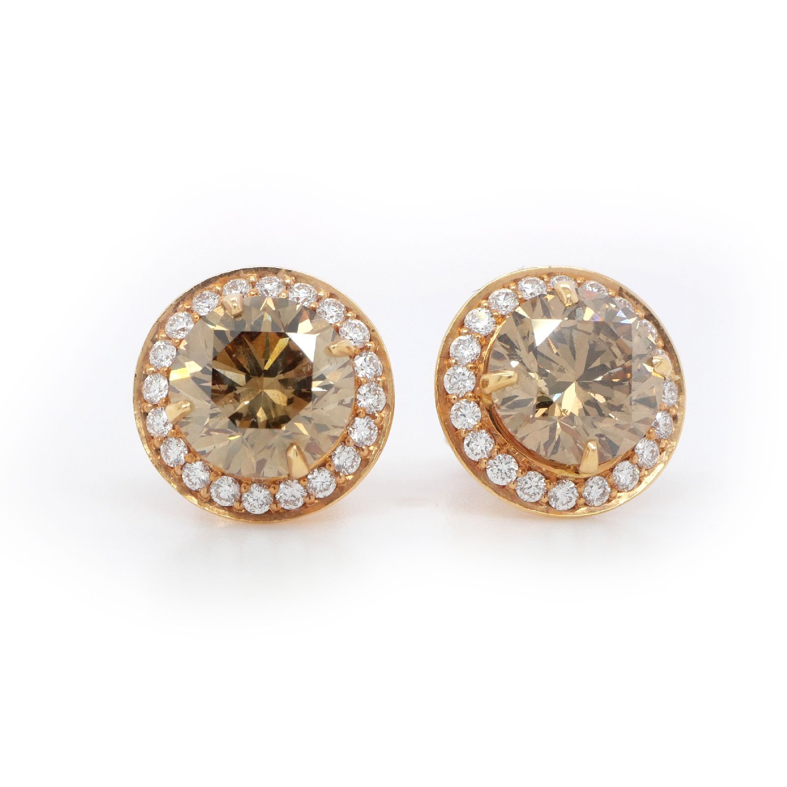18K Rose Gold Fancy Brown Natural Diamond Stud Earrings – Ct