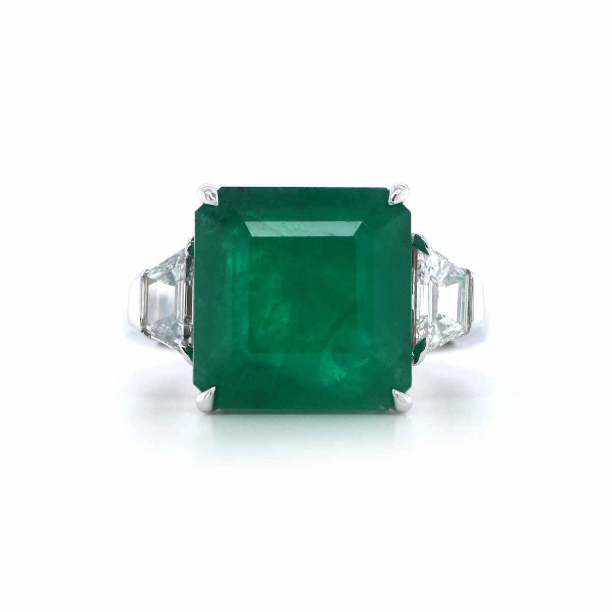 Magnifique Bague Émeraude Carrée De Ct Avec Accents De