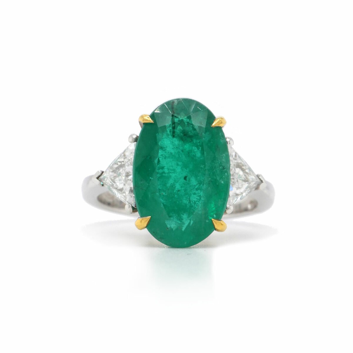 Bague Émeraude Ovale De Ct Avec Ct De Diamants En Or - Main Image