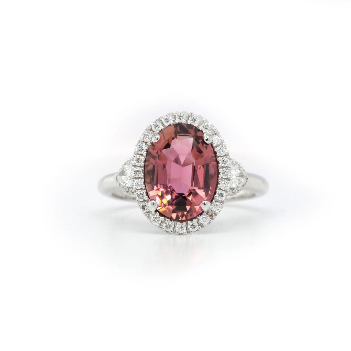 Bague Or 14k 11,30g Tourmaline Rose & Diamants Faite Main - Taille 54,5 - Neuve Avec étiquette