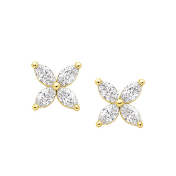 marquise diamond earrings in 18k yellow gold