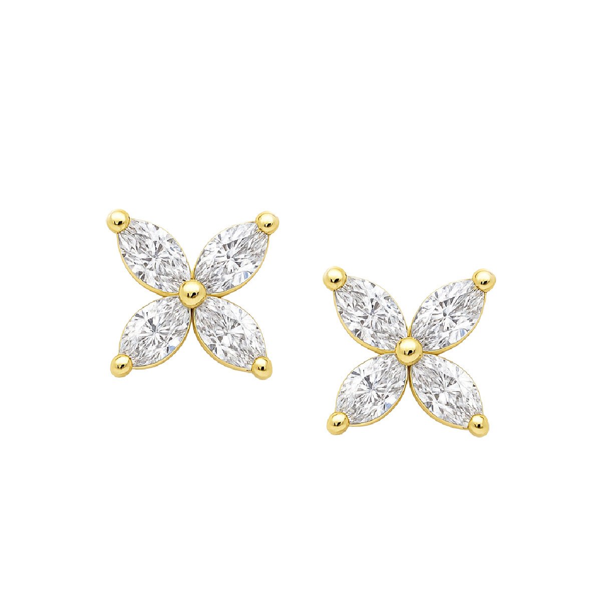 Boucles D'Oreilles En Diamants Marquise En Or Jaune 18 Carats 1 - Orogem Jewelers Marquise Diamond Earrings In 18K Yellow Gold