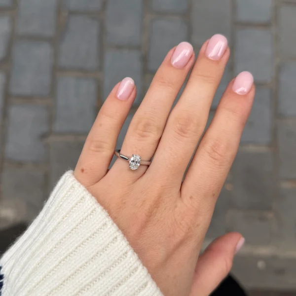 0.71 Carat Oval Solitaire Diamond Engagement Ring (G SI1, GIA Certified)