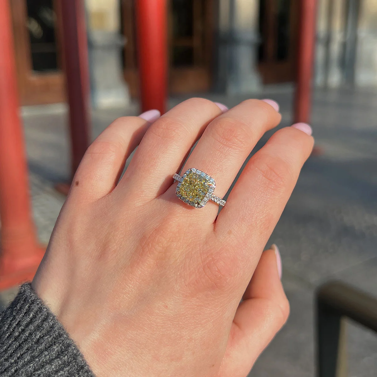 Bague De Fiançailles Diamant De Laboratoire 1.3 Carats Or Blanc 18k Certifiée IGI - Neuf Sur Mesure