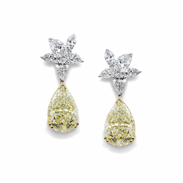 Gia-Certified 10 Carat Light Yellow Pear Diamond Earrings – 18K White &Amp; Yellow Gold