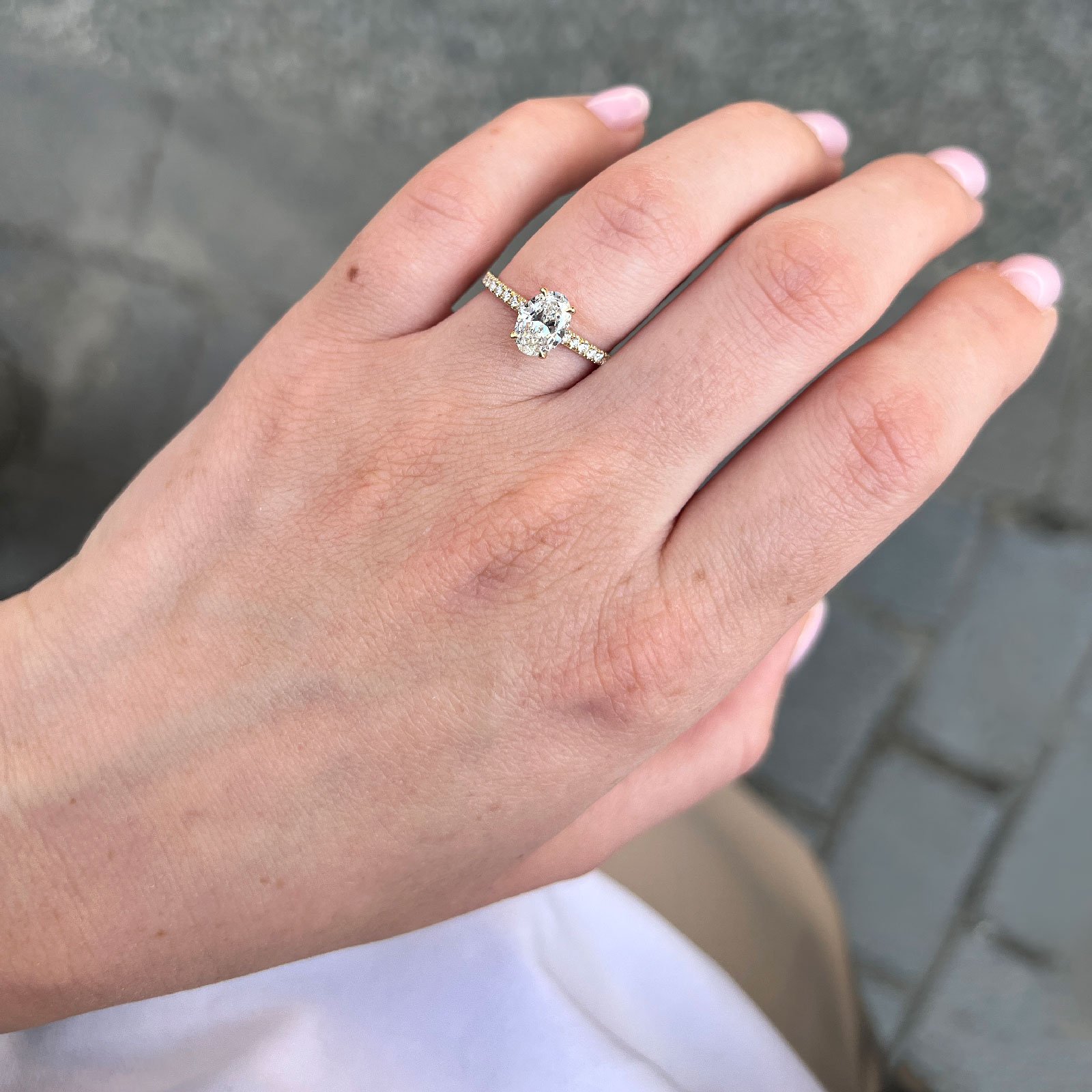 Oval Cut Carat Diamond Engagement Ring In 18K Yellow Gold