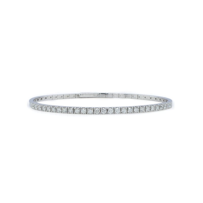 Sleek 0.96 Carat Diamond Tennis Bangle In 18K White Gold