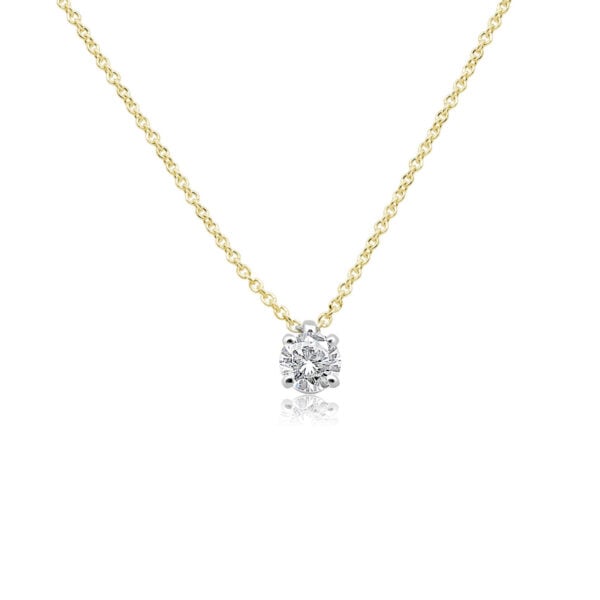 pendentif solitaire diamant 0.31 ct certifié IGI D VS1 en or jaune et blanc 18K