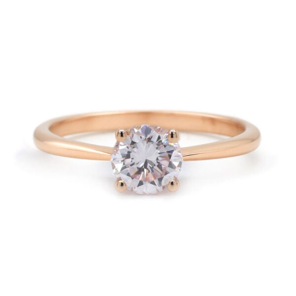 bague solitaire diamant rose clair naturel 0.49 ct GIA SI1 en or rose