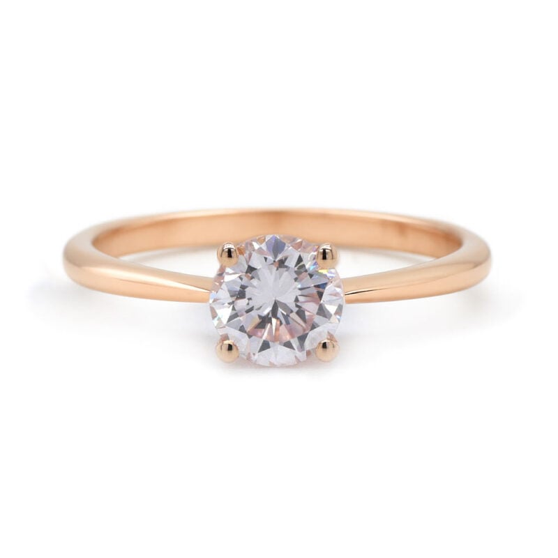 Bague Solitaire Diamant Rose Clair Naturel 0.49 Ct Gia Si1 En Or Rose