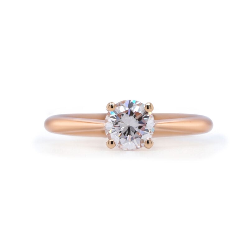 Bague De Fiançailles Or Rose Avec Diamant Rose Naturel