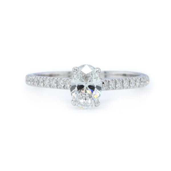 Bague solitaire diamant ovale 0,50 ct E SI2 en or blanc