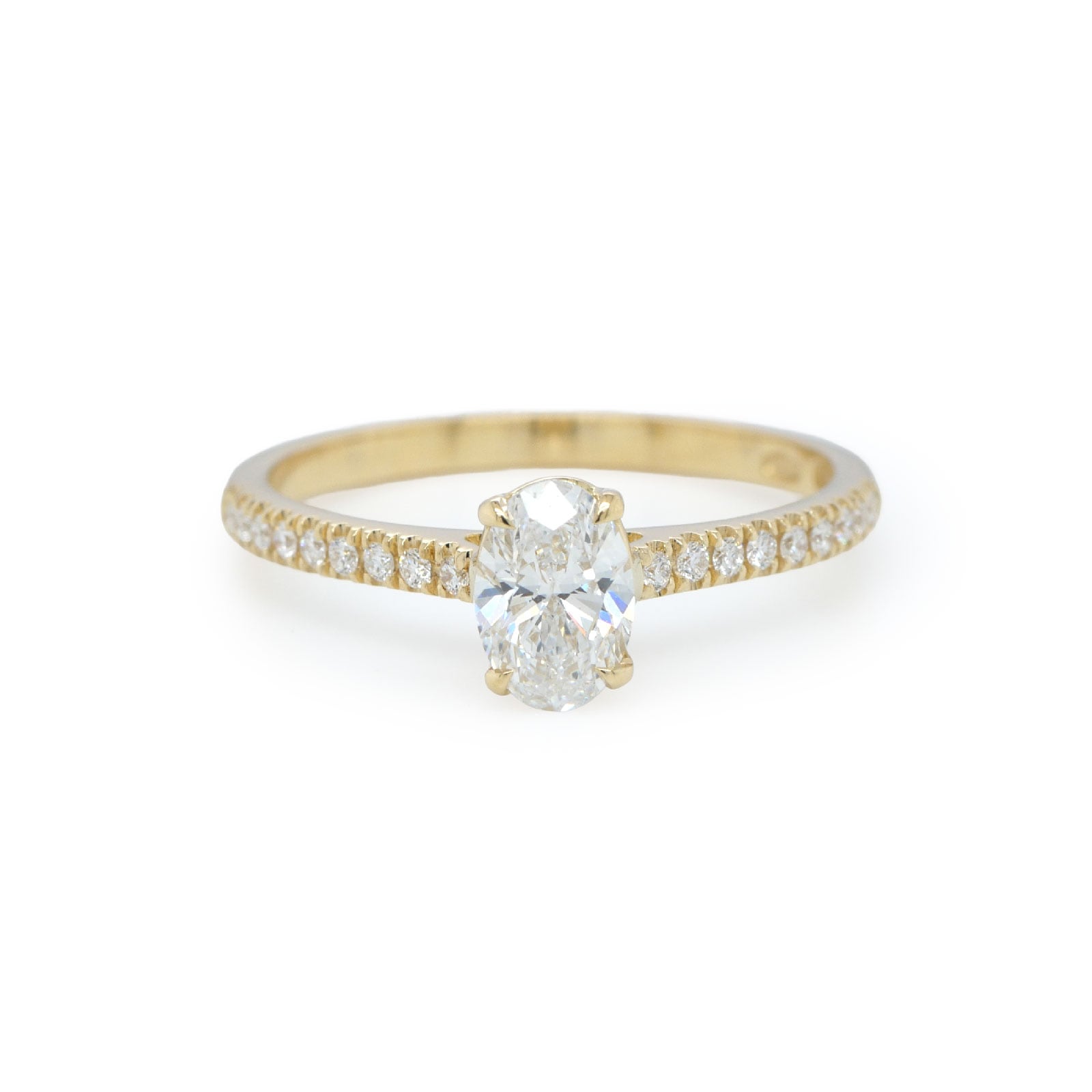Bague De Fiançailles Or Jaune 18K Avec Diamants Pavés 0,75 Ct - Taille 54, Qualité G/SI1