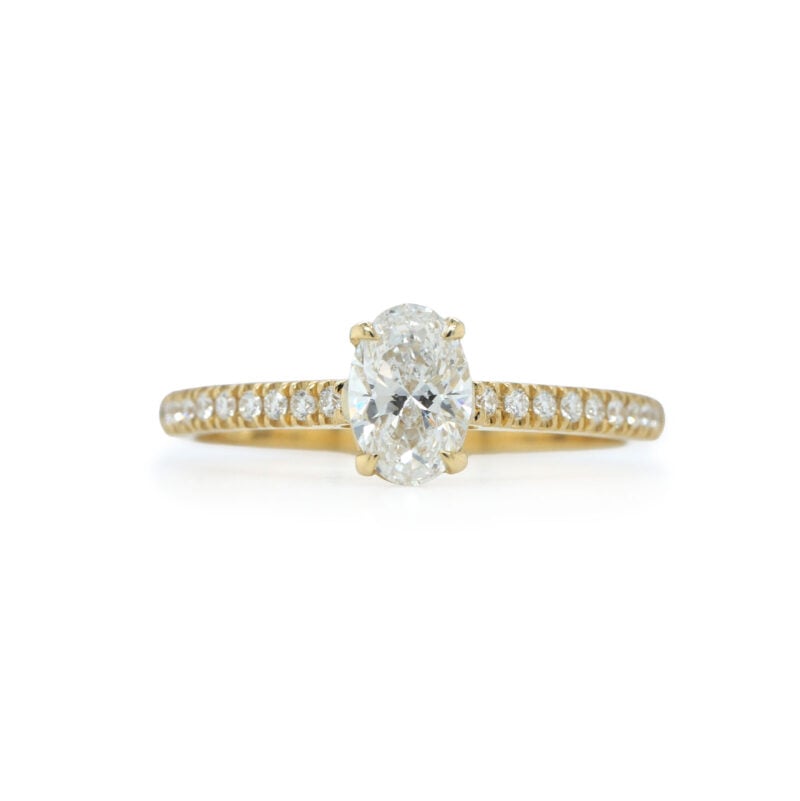 Gia Certified 0.50 Ct D Vs1 Oval Diamond Engagement Ring In 18K Yellow Gold