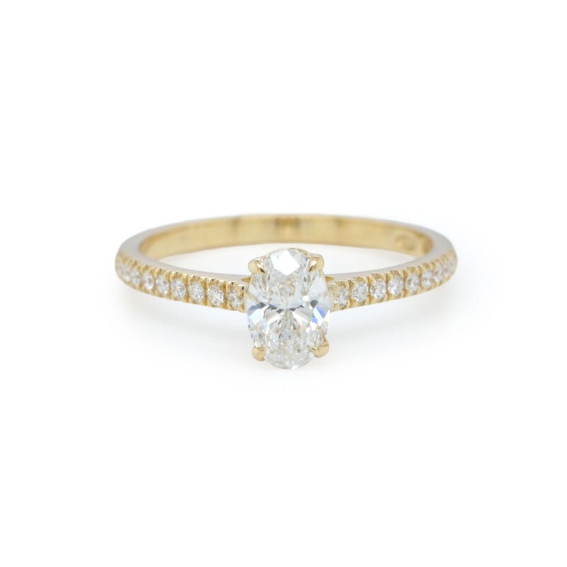 Gia Certified 0.70 Ct E Si1 Oval Cut Diamond Engagement Ring In 18K Yellow Gold