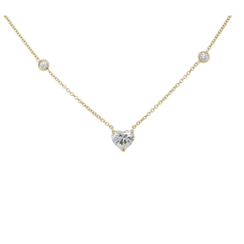 Collier Avec Diamant Cœur 1,01 Ct En Or Jaune 18K