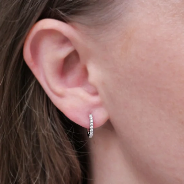 0.20 Carat Semi-Pavé Diamond Hoop Earrings in 18k White Gold