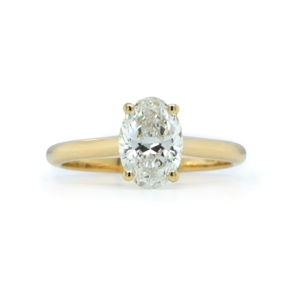 1.03 Carat Oval Diamond Solitaire Engagement Ring – GIA Certified in 18K Yellow Gold