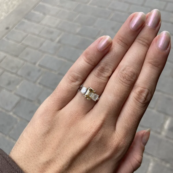 GIA-certified Fancy Brown Yellow diamond engagement ring