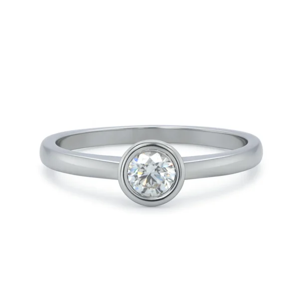 Anello diamante 0,20 ct E VS2 in oro bianco 18K a castone