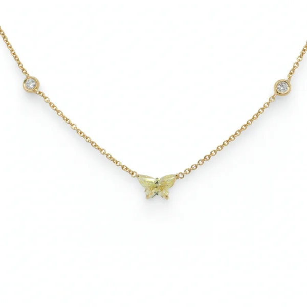 butterfly diamond necklace in yellow gold 18K