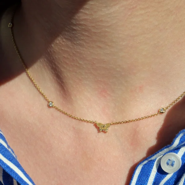 necklace with Fancy Light Yellow butterfly diamond