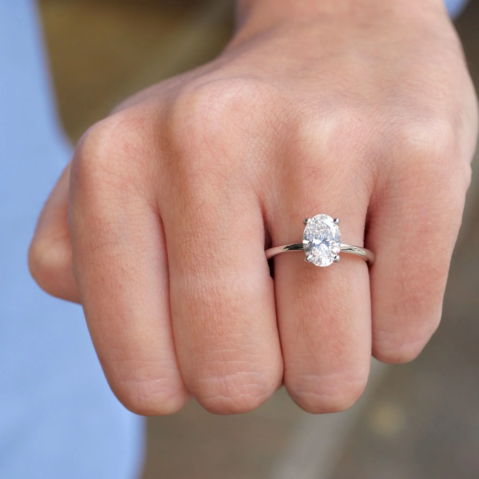 Anello Solitario Ovale E Da 4 Ct, VVS2, Anello Di Fidanzamento Con Diamante Ovale Certificato IGI, Anello In Oro Giallo 14 Carati, Anello Di Promessa Con Diamante Creato In Laboratorio. - Italia - Foto 7