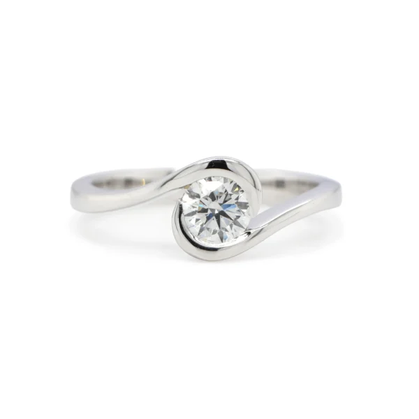 0,40 ct GIA-gecertificeerde ronde diamant tension ring in 18K witgoud