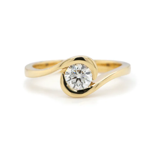 0,40 ct GIA-gecertificeerde ronde diamant tension ring in 18K geelgoud